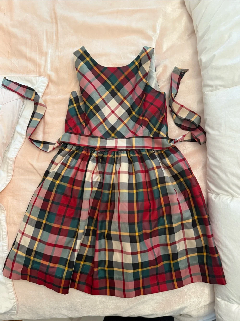 Ralph Lauren Multi-Color Plaid Bow-Front Girls Dress